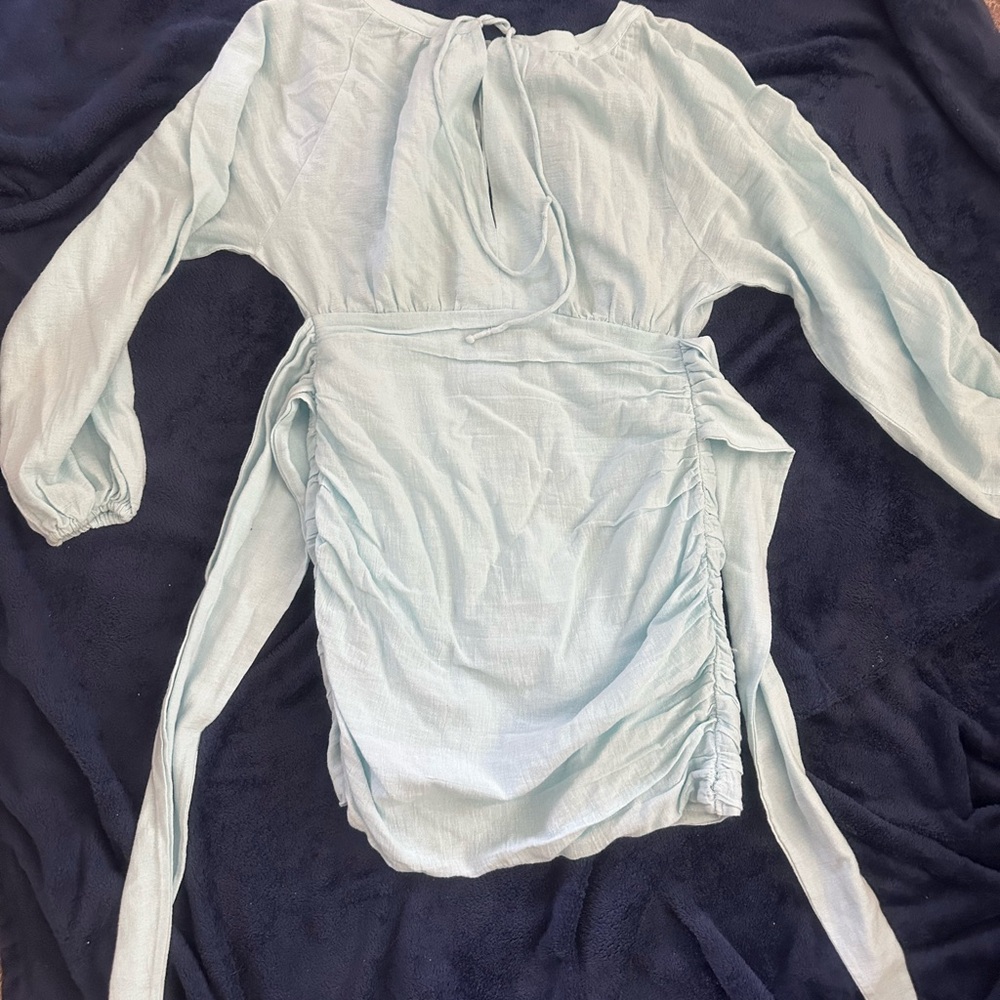 Women's Light Blue Ruched Dress